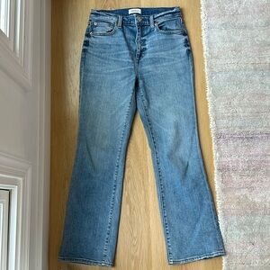 straight leg boot cut blue jeans